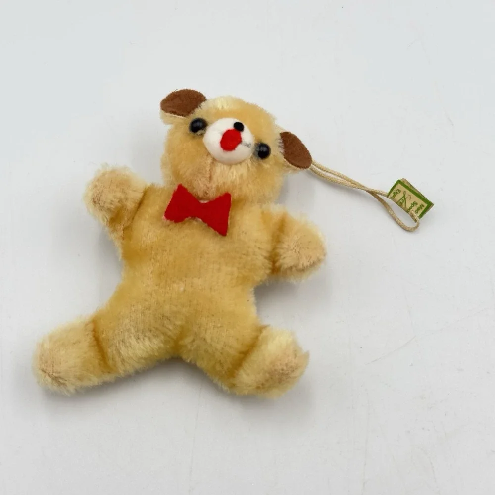 Vtg Flocked Fuzzy‎ Teddy Bear Christmas Ornament Japan 1950's Lee Wards Kissing